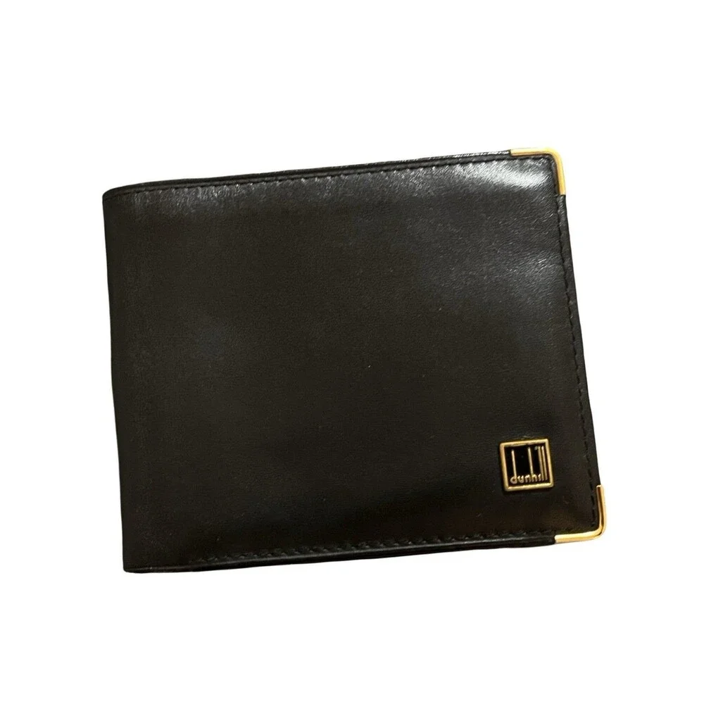 Dunhill Bifold Black Leather Gold Hardware Bifold Wallet Mens/Womens